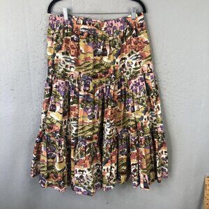 Double D Ranchwear Skirt Womens Small Southwestern Tiered Cotton Multicolor